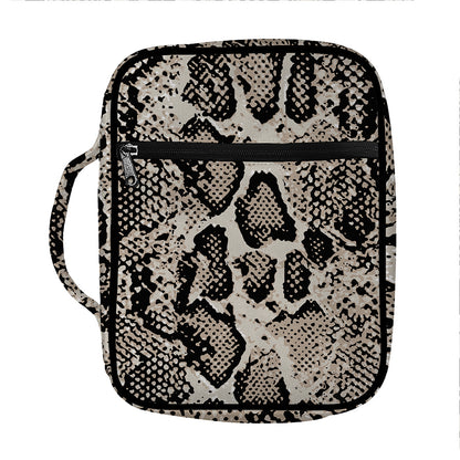 Tan And Black Snakeskin Print Front Pocket Bible Bag