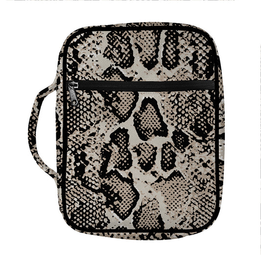 Tan And Black Snakeskin Print Front Pocket Bible Bag