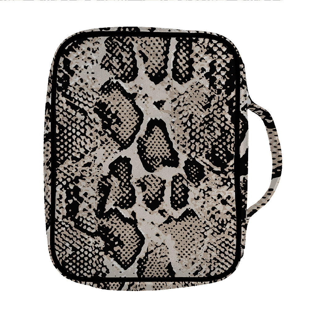 Tan And Black Snakeskin Print Front Pocket Bible Bag