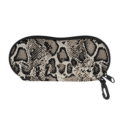 Tan And Black Snakeskin Print Glasses Case