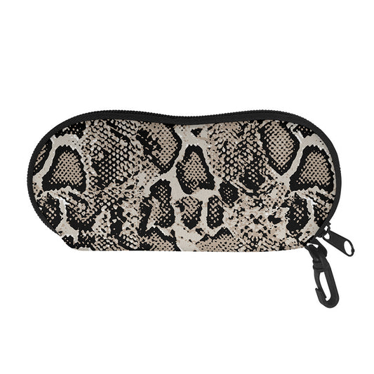 Tan And Black Snakeskin Print Glasses Case