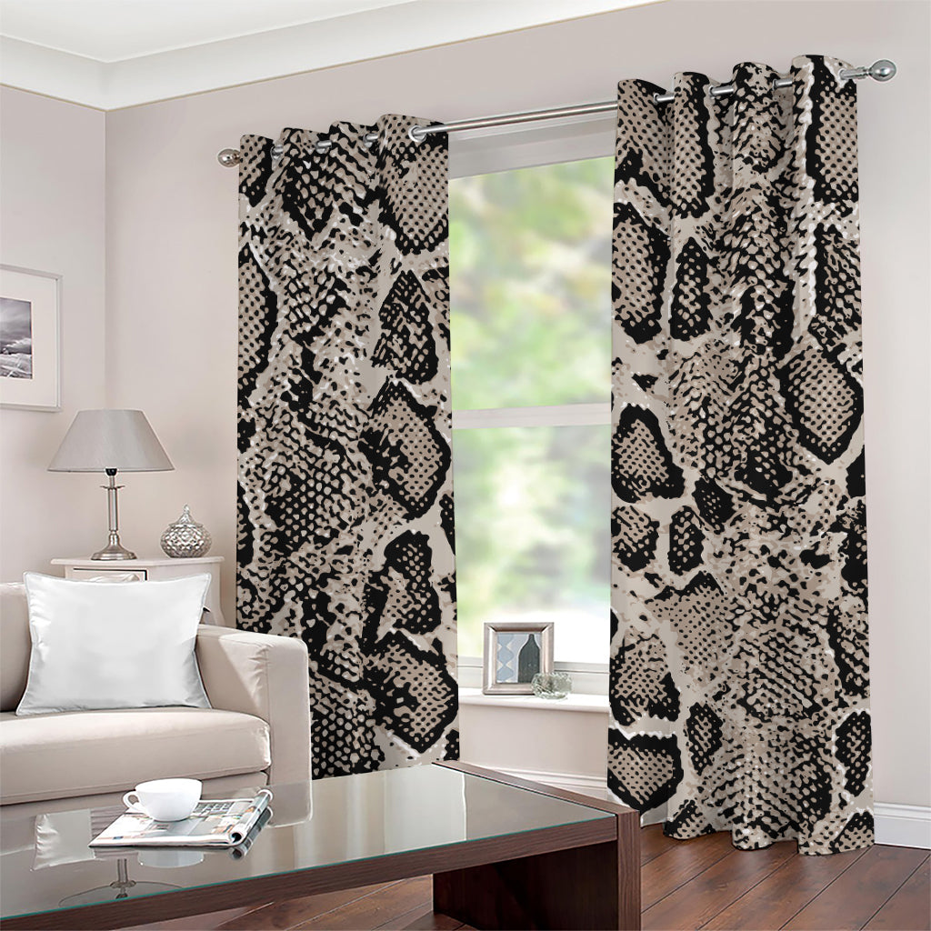 Tan And Black Snakeskin Print Grommet Curtains