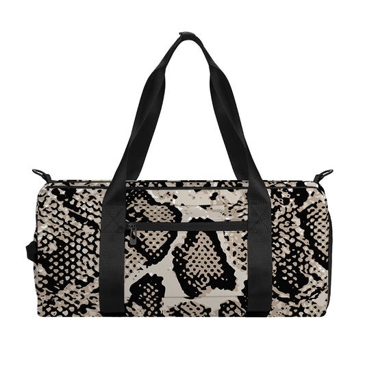Tan And Black Snakeskin Print Gym Bag
