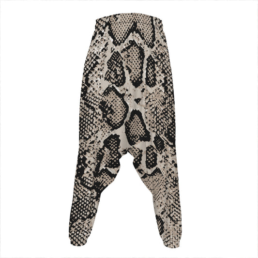 Tan And Black Snakeskin Print Hammer Pants
