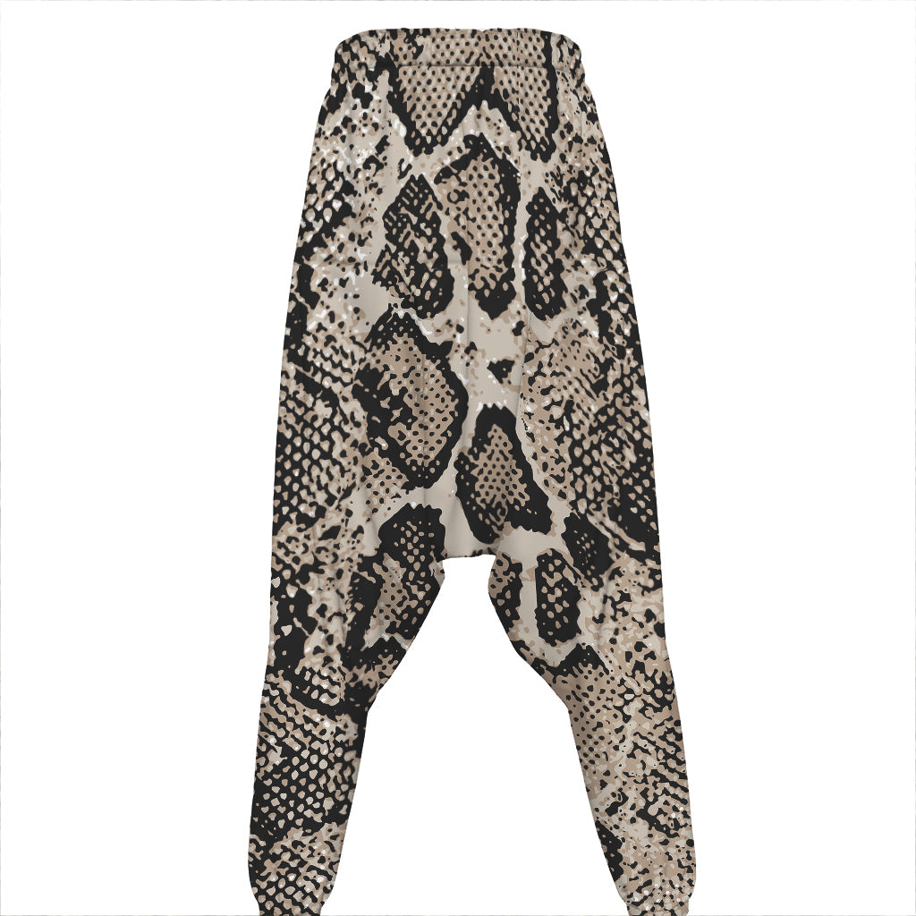Tan And Black Snakeskin Print Hammer Pants