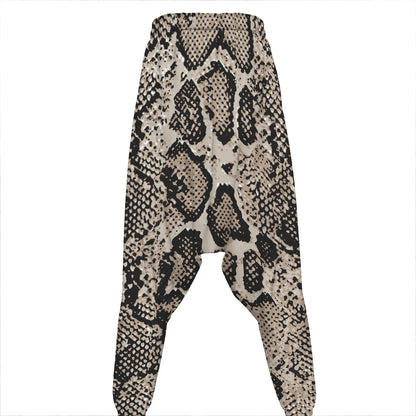 Tan And Black Snakeskin Print Hammer Pants