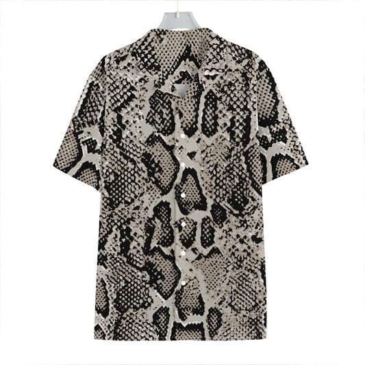 Tan And Black Snakeskin Print Hawaiian Shirt
