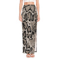 Tan And Black Snakeskin Print High Slit Maxi Skirt