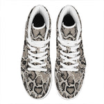 Tan And Black Snakeskin Print High Top Leather Sneakers