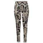 Tan And Black Snakeskin Print High-Waisted Pocket Leggings