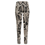 Tan And Black Snakeskin Print High-Waisted Pocket Leggings