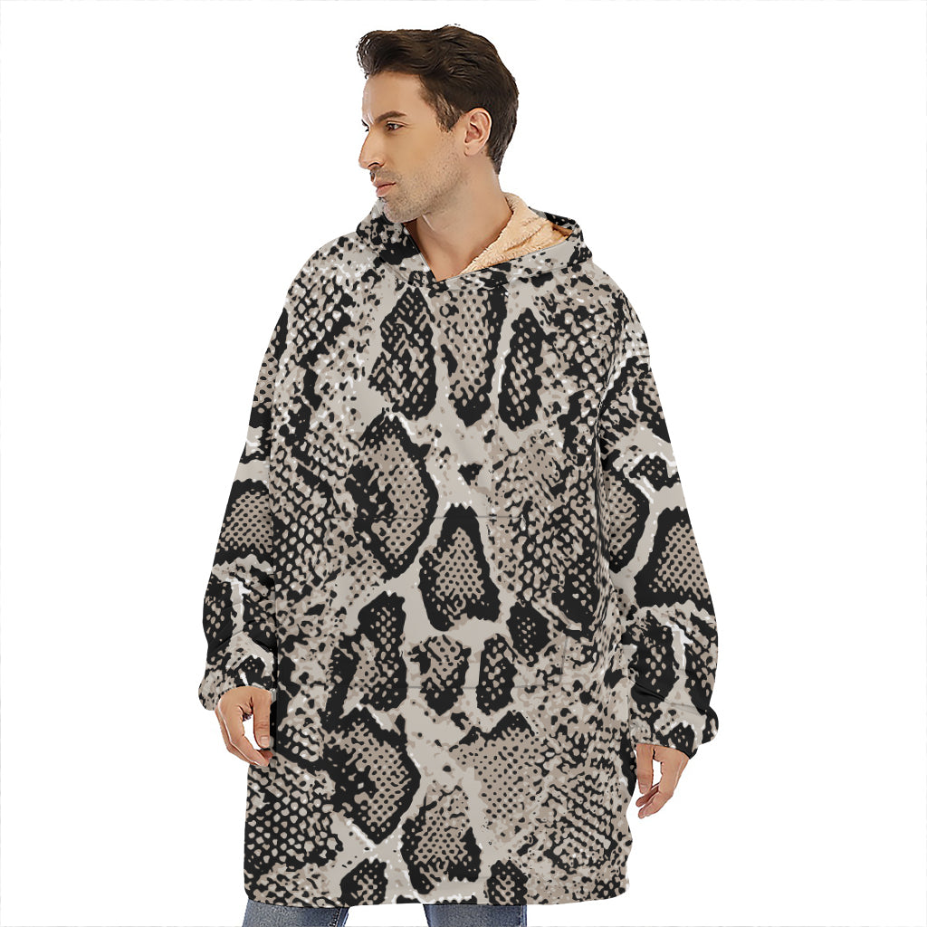 Tan And Black Snakeskin Print Hoodie Blanket