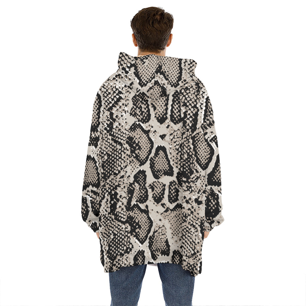 Tan And Black Snakeskin Print Hoodie Blanket