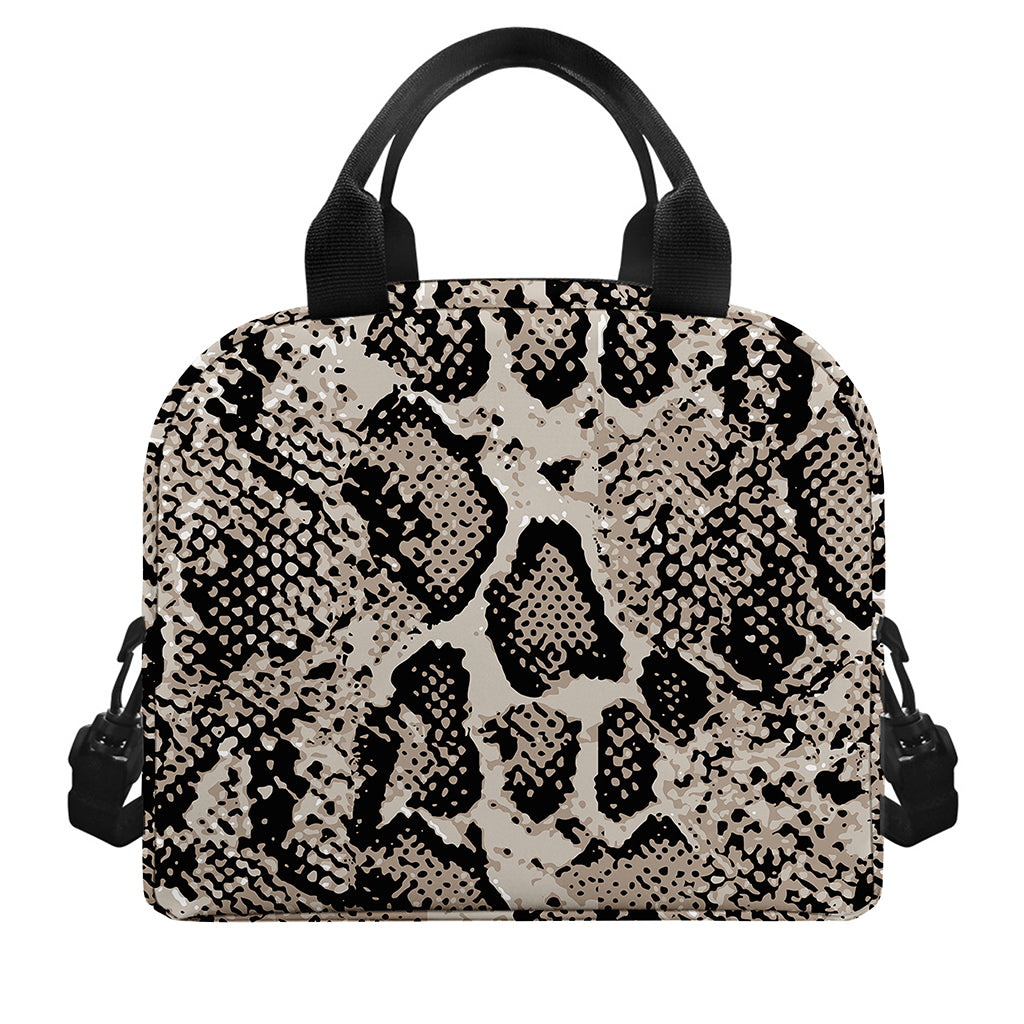 Tan And Black Snakeskin Print Insulated Lunch Bag