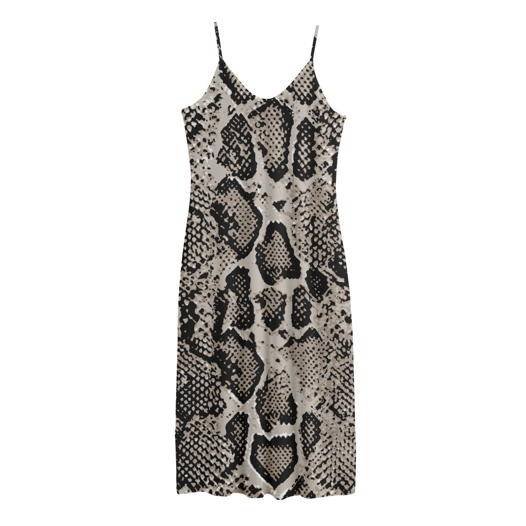 Tan And Black Snakeskin Print Jersey Midi Cami Dress