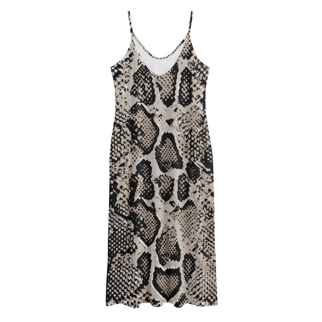 Tan And Black Snakeskin Print Jersey Midi Cami Dress