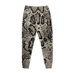 Tan And Black Snakeskin Print Jogger Pants