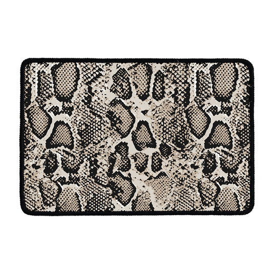 Tan And Black Snakeskin Print Kitchen Mat