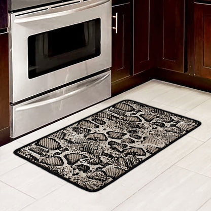 Tan And Black Snakeskin Print Kitchen Mat