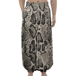 Tan And Black Snakeskin Print Lantern Pants