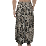 Tan And Black Snakeskin Print Lantern Pants