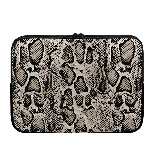 Tan And Black Snakeskin Print Laptop Sleeve