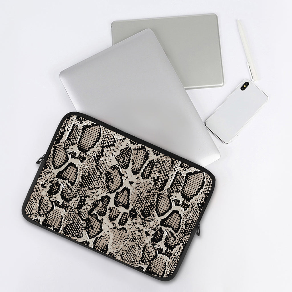 Tan And Black Snakeskin Print Laptop Sleeve