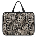 Tan And Black Snakeskin Print Laptop Sleeve With Handle