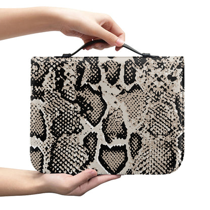 Tan And Black Snakeskin Print Leather Bible Cover