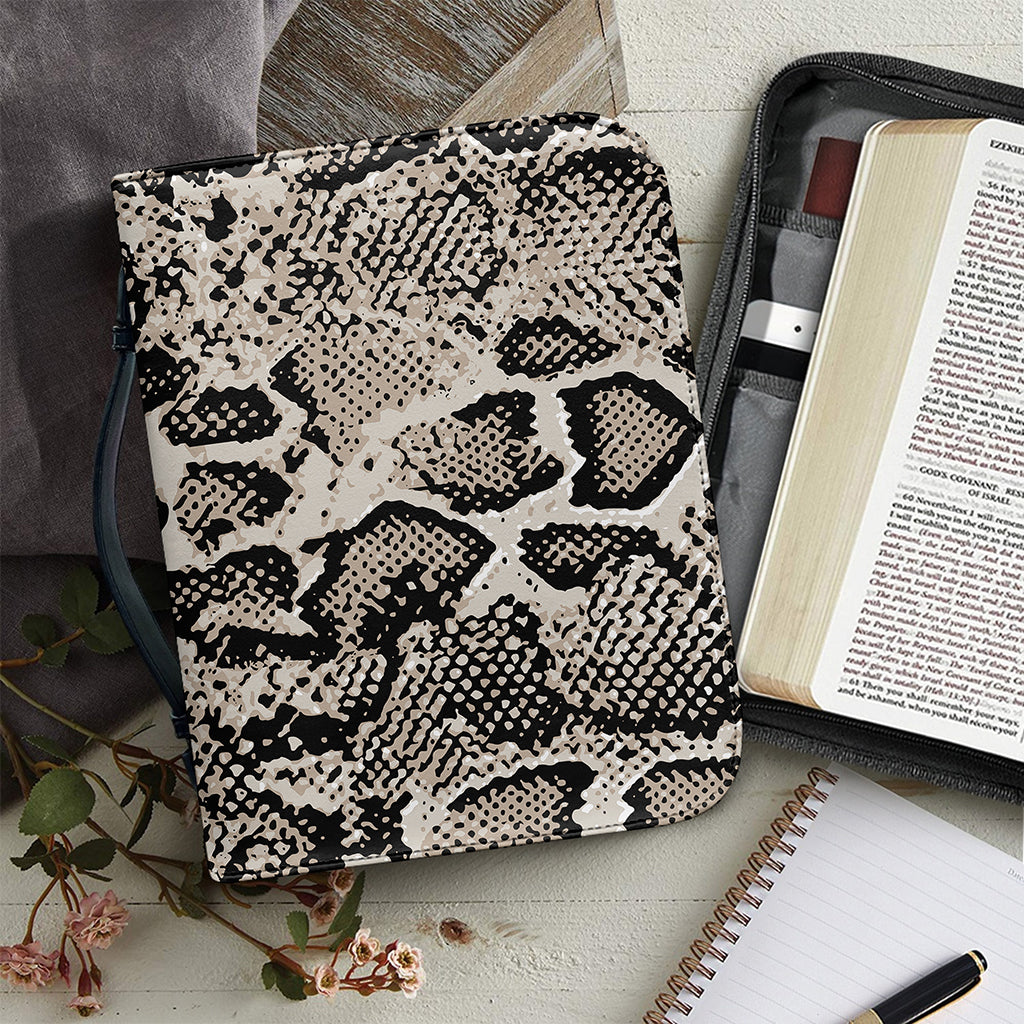 Tan And Black Snakeskin Print Leather Bible Cover