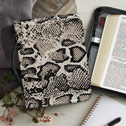 Tan And Black Snakeskin Print Leather Bible Cover