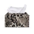 Tan And Black Snakeskin Print Leather Tissue Box Cover
