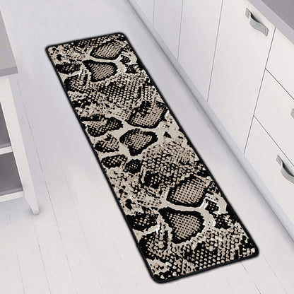 Tan And Black Snakeskin Print Long Kitchen Mat