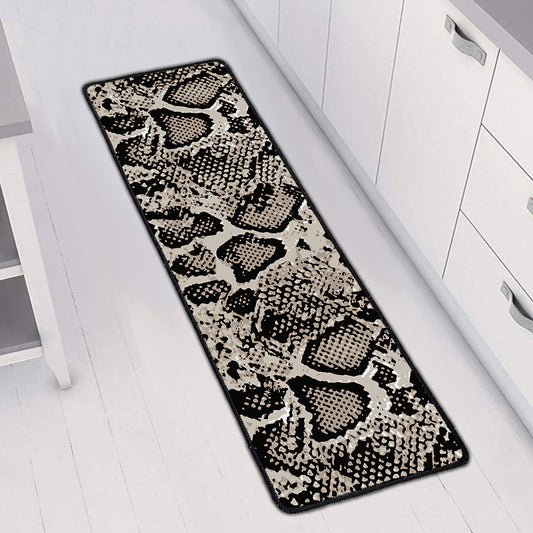 Tan And Black Snakeskin Print Long Kitchen Mat