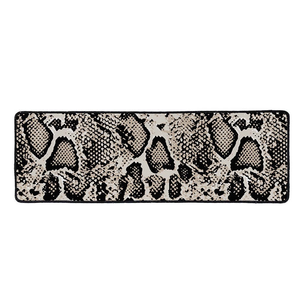 Tan And Black Snakeskin Print Long Kitchen Mat