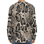 Tan And Black Snakeskin Print Long Sleeve Baseball Jersey