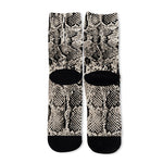 Tan And Black Snakeskin Print Long Socks