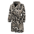 Tan And Black Snakeskin Print Men's Bathrobe