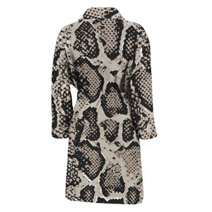 Tan And Black Snakeskin Print Men's Bathrobe
