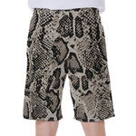 Tan And Black Snakeskin Print Men's Beach Shorts