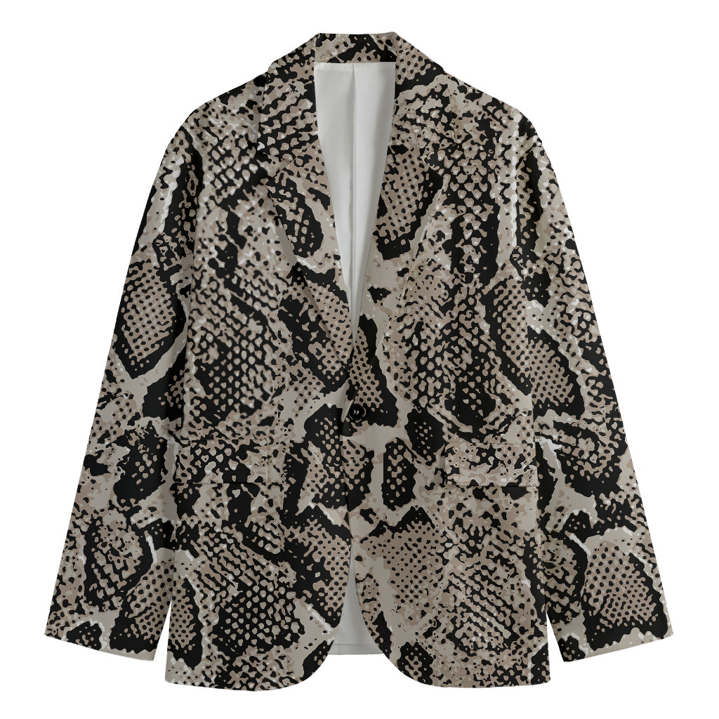Tan And Black Snakeskin Print Men's Blazer