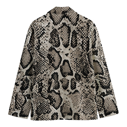 Tan And Black Snakeskin Print Men's Blazer