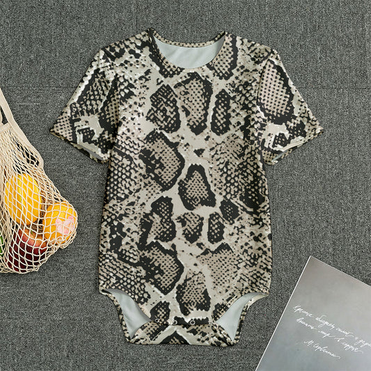 Tan And Black Snakeskin Print Men's Bodysuit