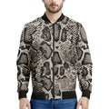 Tan And Black Snakeskin Print Men's Bomber Jacket
