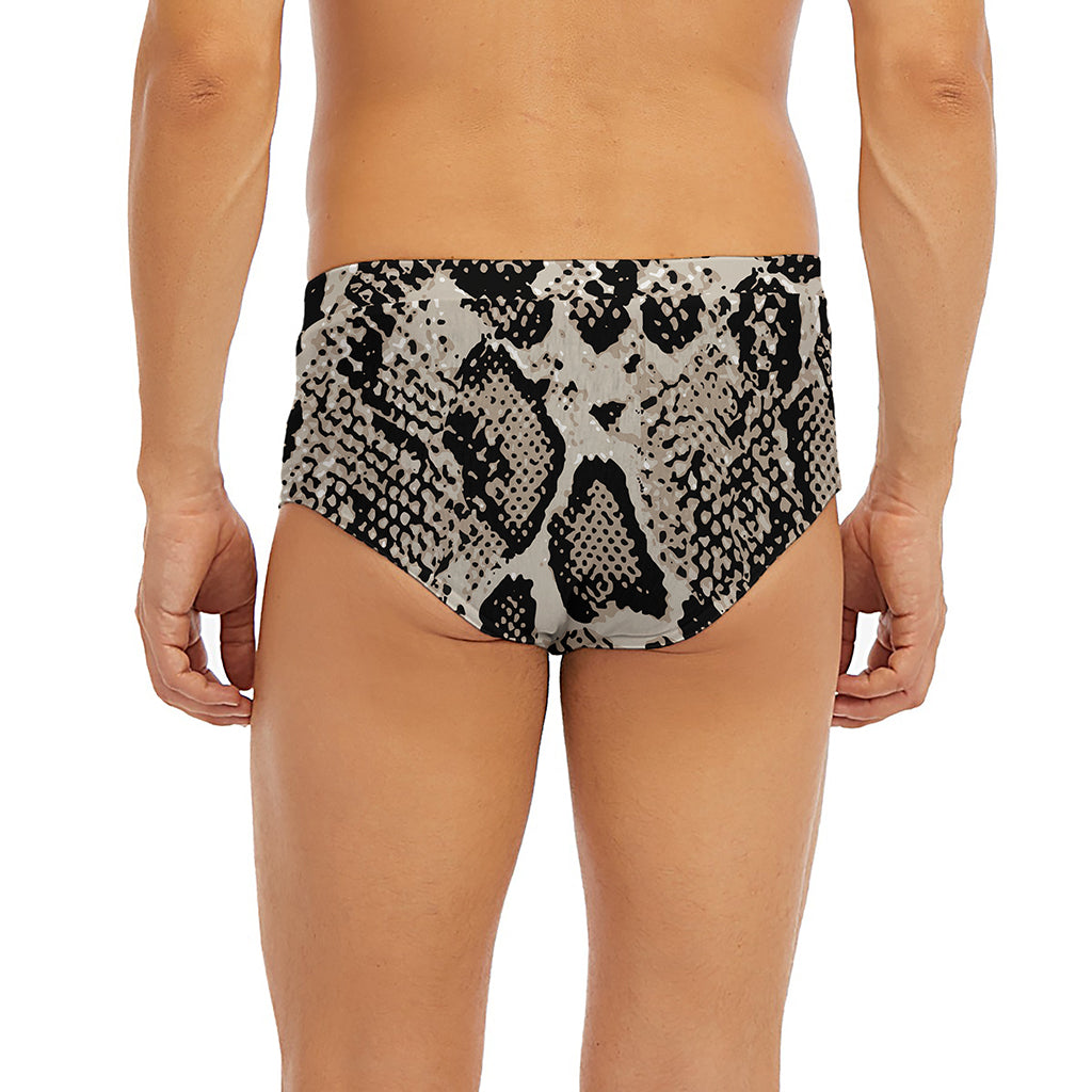 Tan And Black Snakeskin Print Men's Briefs