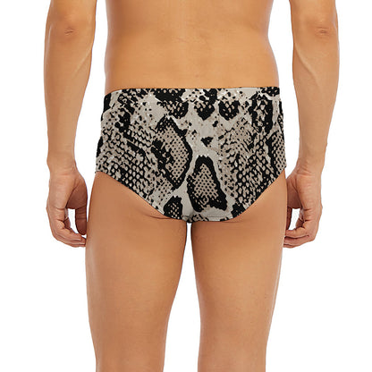 Tan And Black Snakeskin Print Men's Briefs