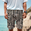 Tan And Black Snakeskin Print Men's Cargo Shorts