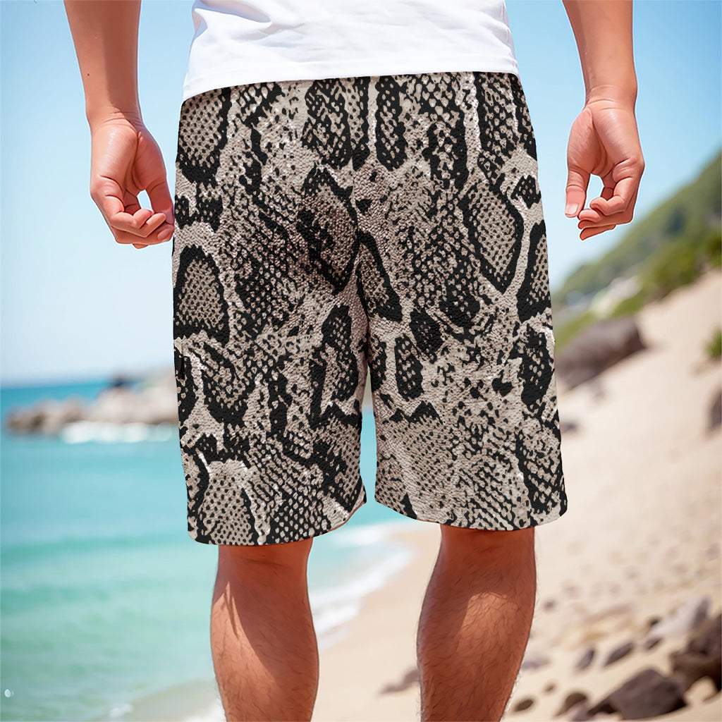 Tan And Black Snakeskin Print Men's Cargo Shorts
