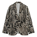 Tan And Black Snakeskin Print Men's Cotton Blazer