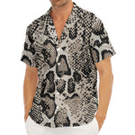 Tan And Black Snakeskin Print Men's Deep V-Neck Shirt